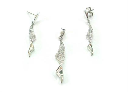 Rhodium Plated | CZ Studded Pendant Sets